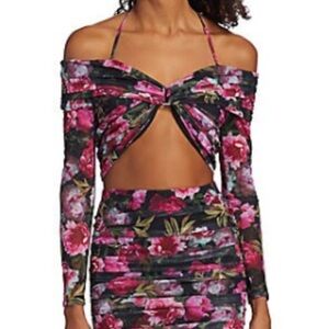 Cami NYC Rosalia Floral Mesh Cropped Off-Shoulder TopOnly